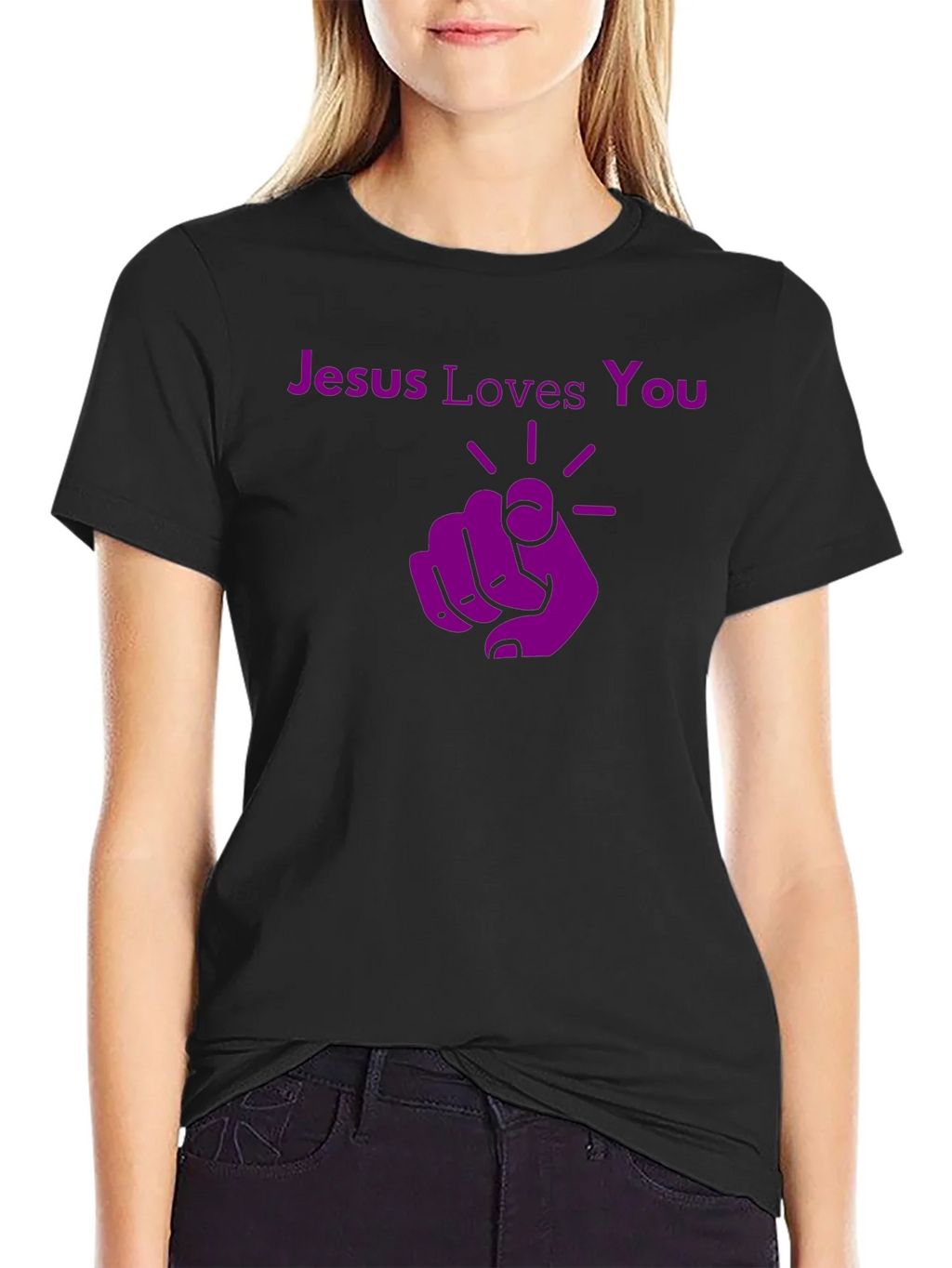 Jesus Loves You Graphic Tee - Pointing Finger Design product image 2