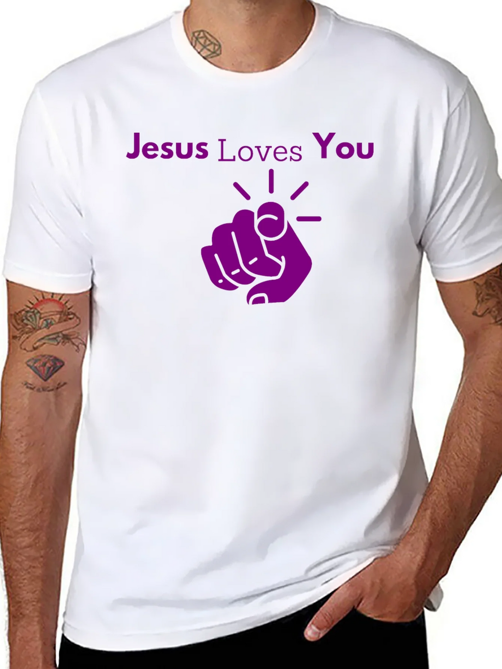 Jesus Loves You Graphic Tee - Pointing Finger Design product image 7
