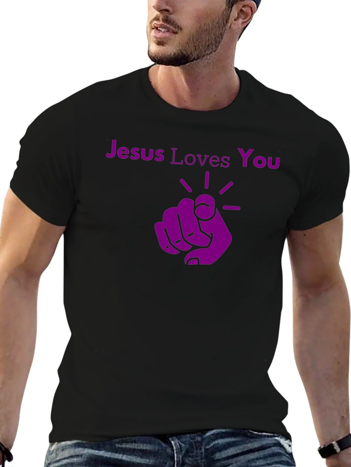 Jesus Loves You Graphic Tee - Pointing Finger Design product image 6