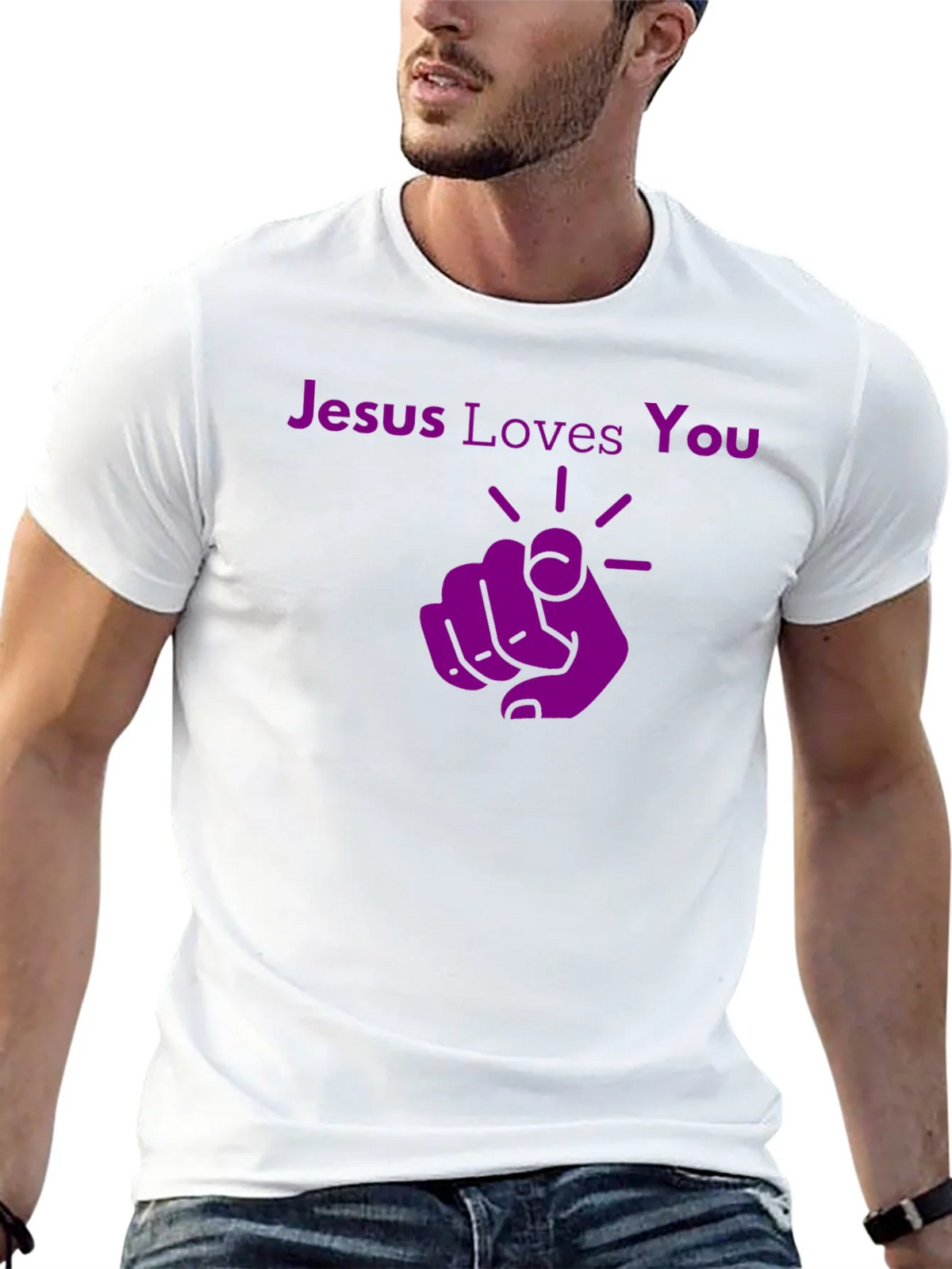 Jesus Loves You Graphic Tee - Pointing Finger Design product image 12