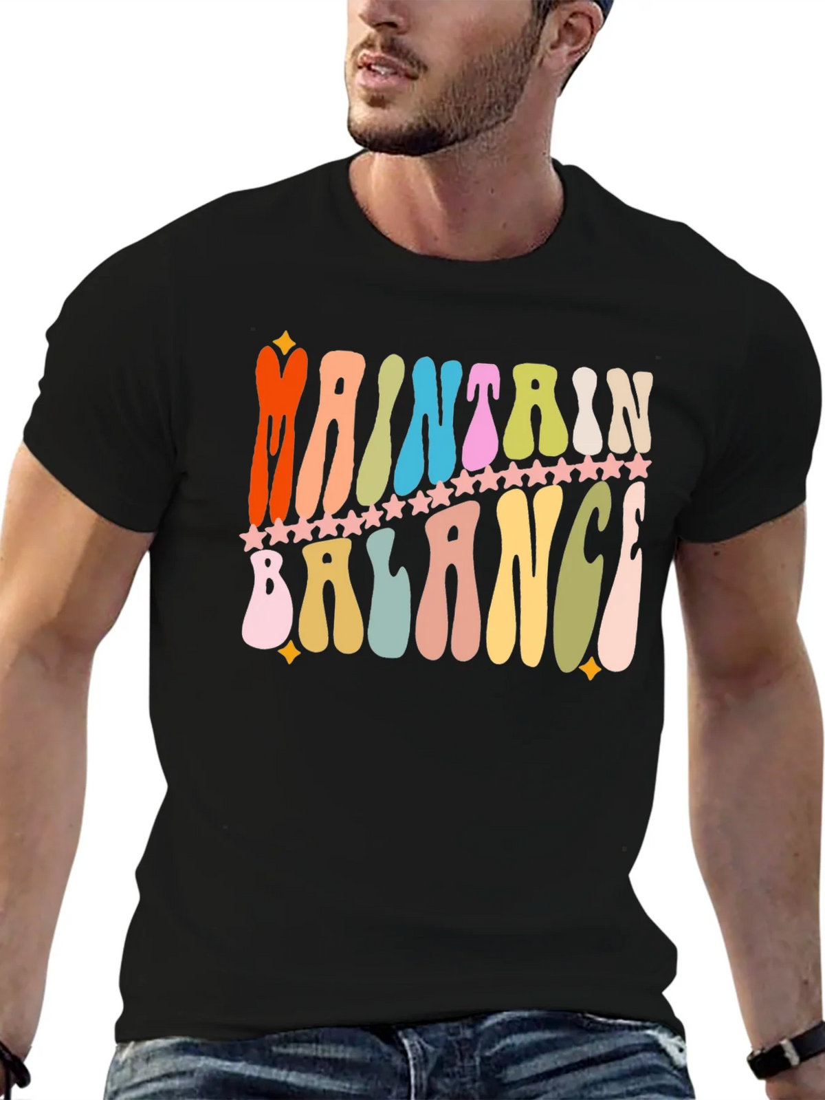 Maintain Balance Retro Graphic T-Shirt product image 6