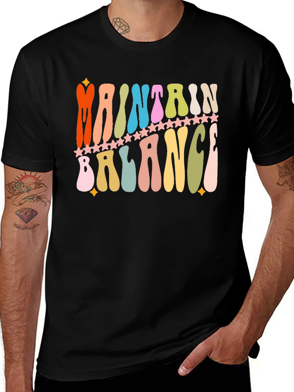 Maintain Balance Retro Graphic T-Shirt product image 1