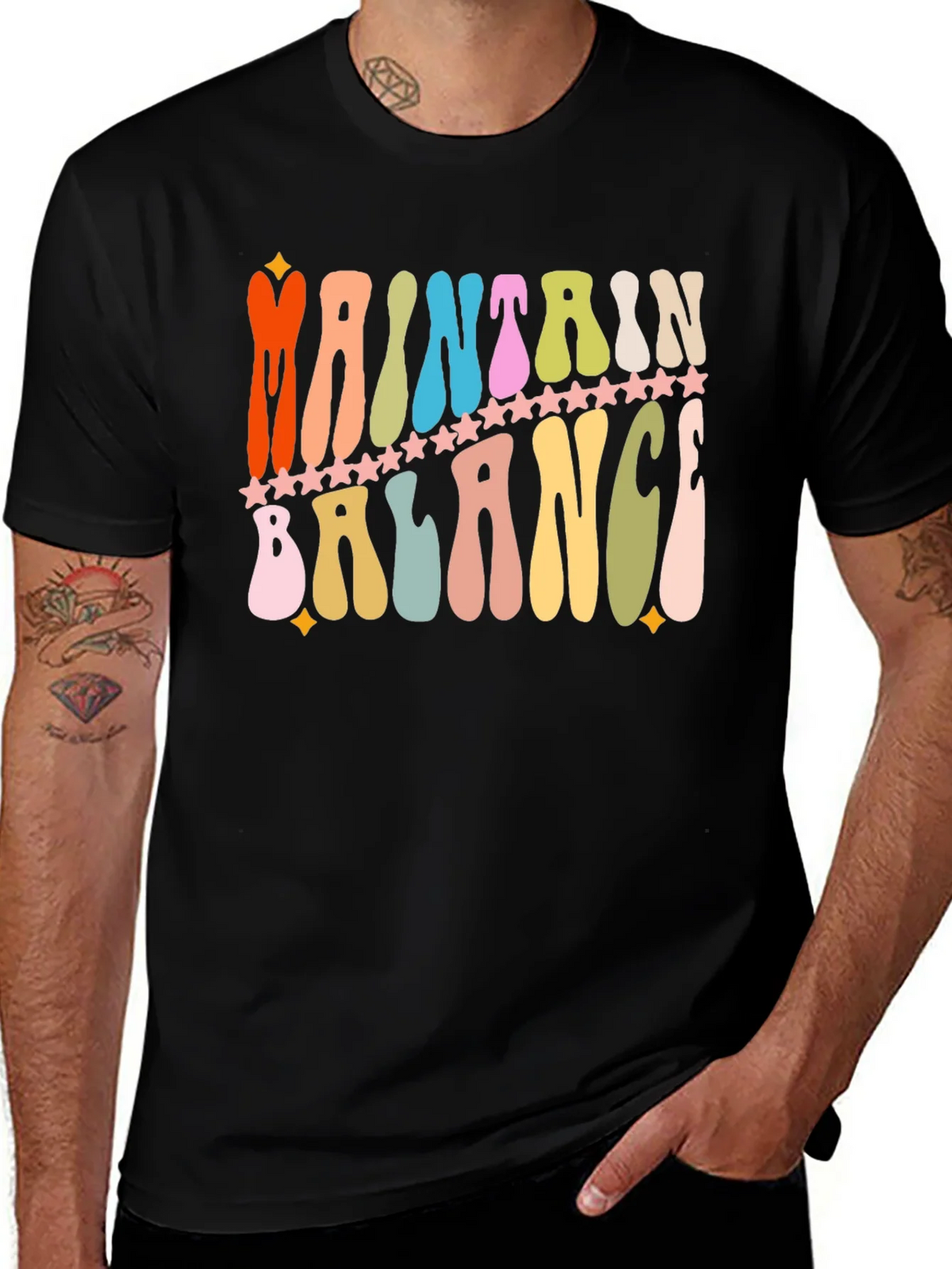 Maintain Balance Retro Graphic T-Shirt product image 1