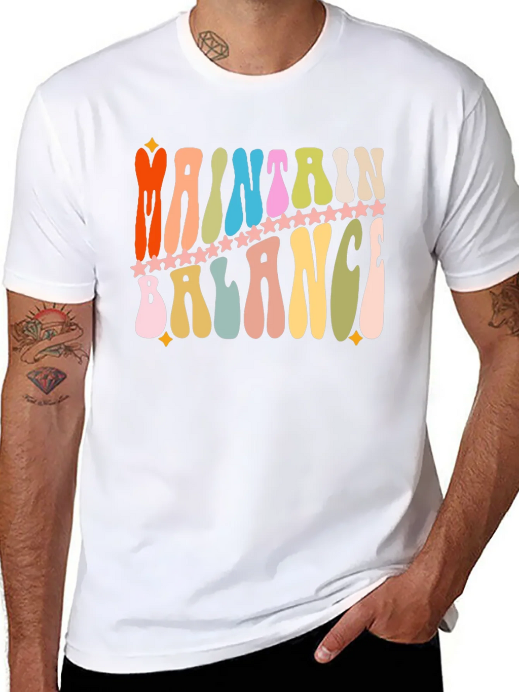 Maintain Balance Retro Graphic T-Shirt product image 7
