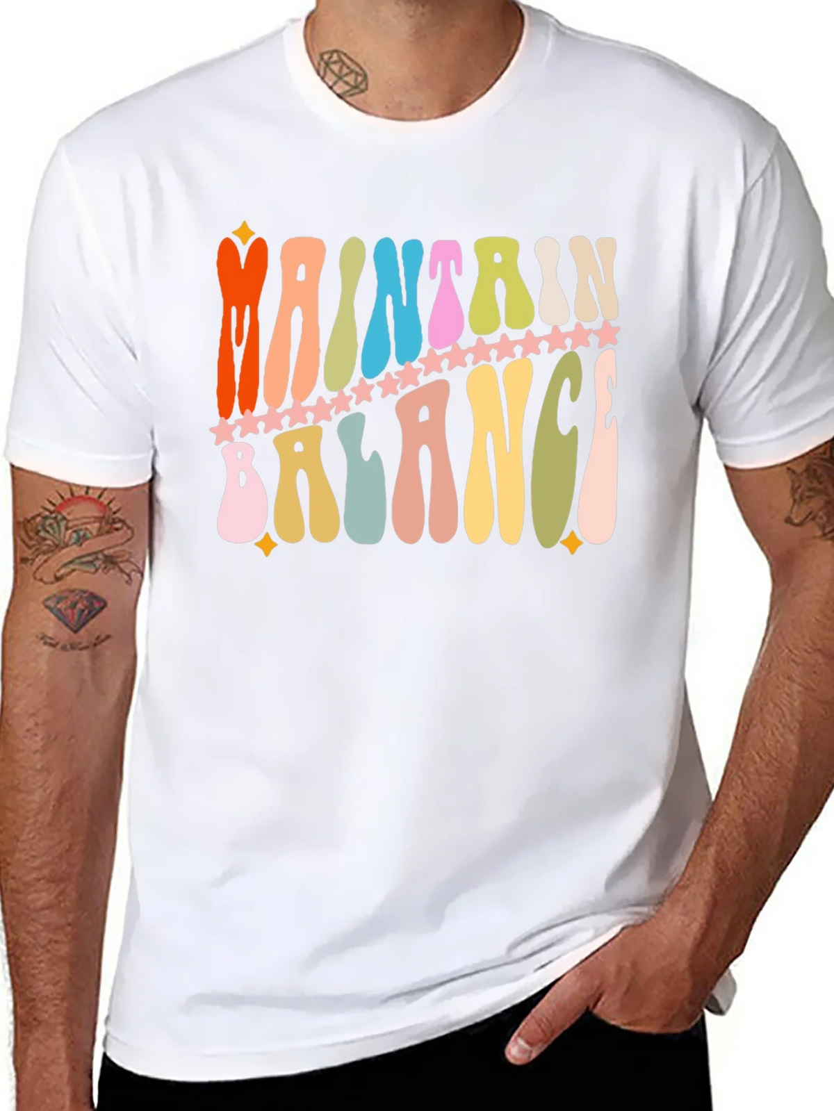 Maintain Balance Retro Graphic T-Shirt product image 7