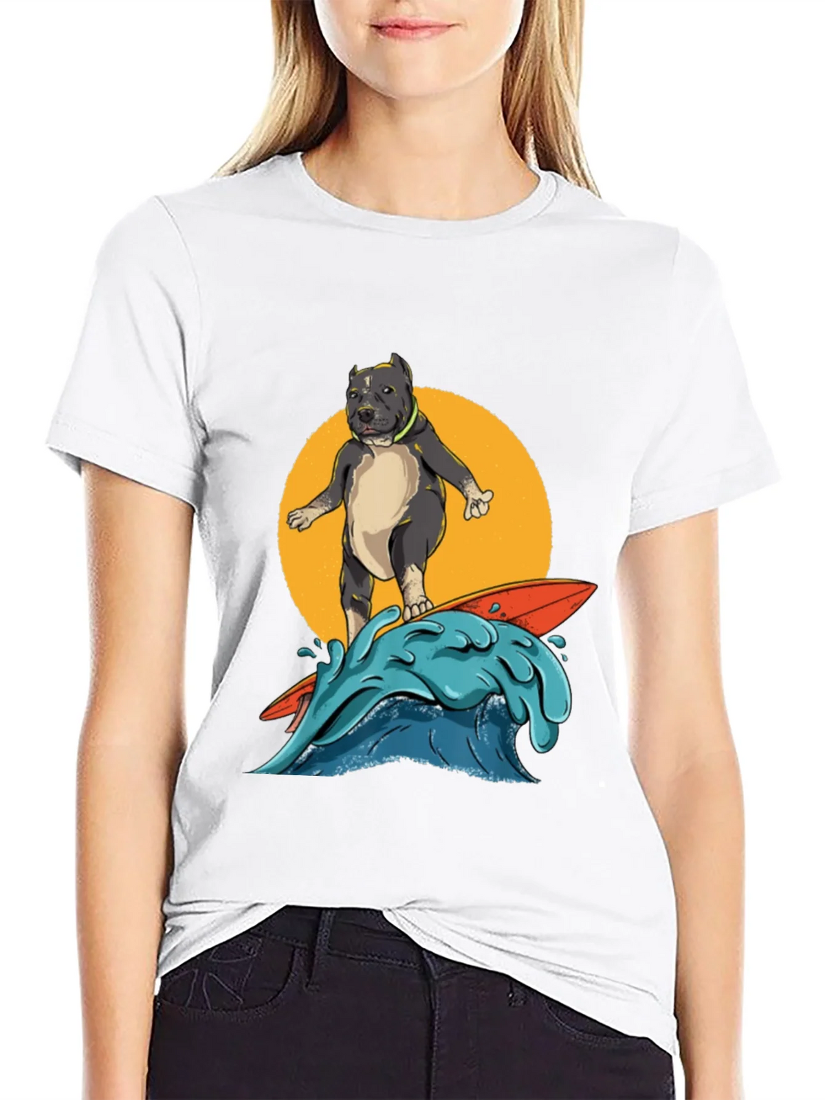Surfing Pitbull Graphic Tee - Cool Dog Lover Shirt product image 8