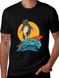 Surfing Pitbull Graphic Tee - Cool Dog Lover Shirt product image 1