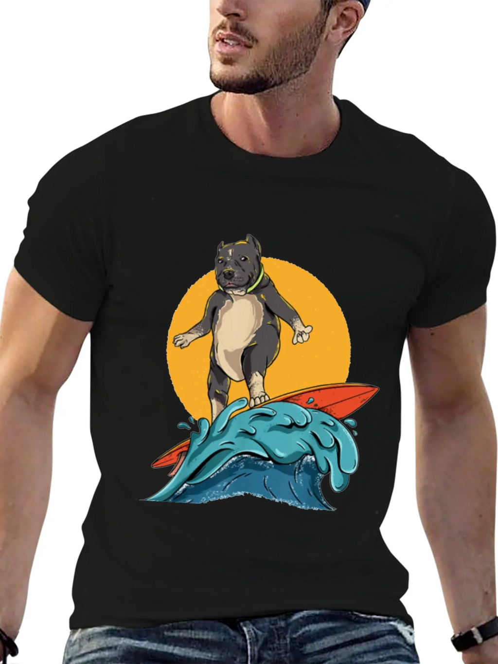Surfing Pitbull Graphic Tee - Cool Dog Lover Shirt product image 6