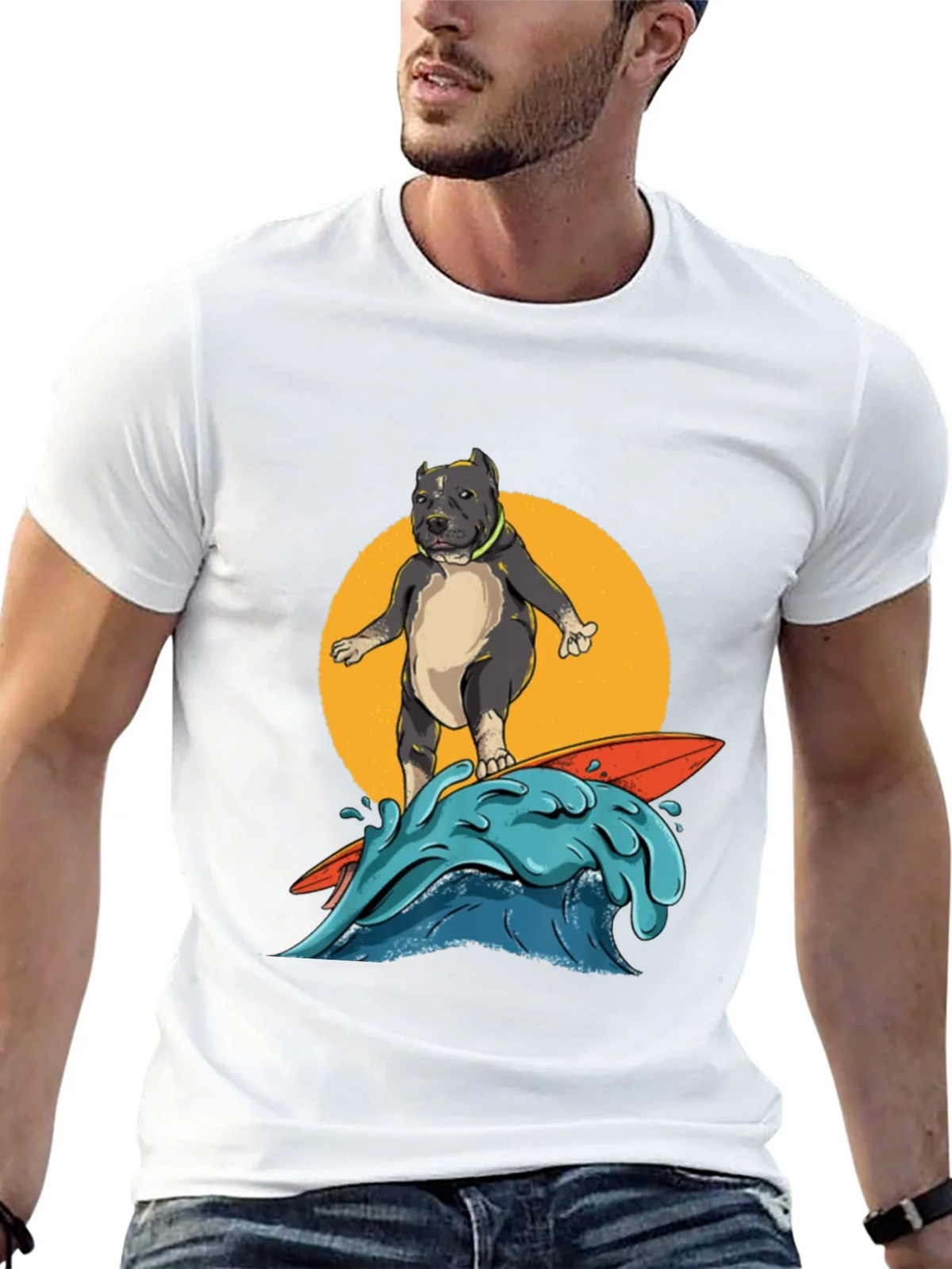 Surfing Pitbull Graphic Tee - Cool Dog Lover Shirt product image 12