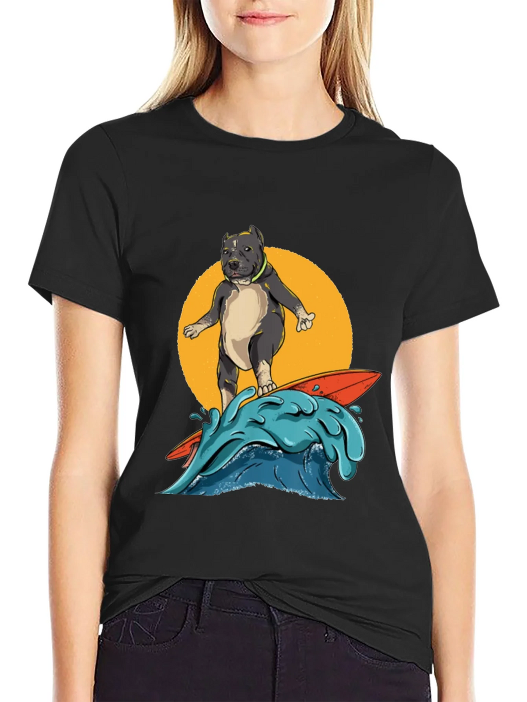 Surfing Pitbull Graphic Tee - Cool Dog Lover Shirt product image 2