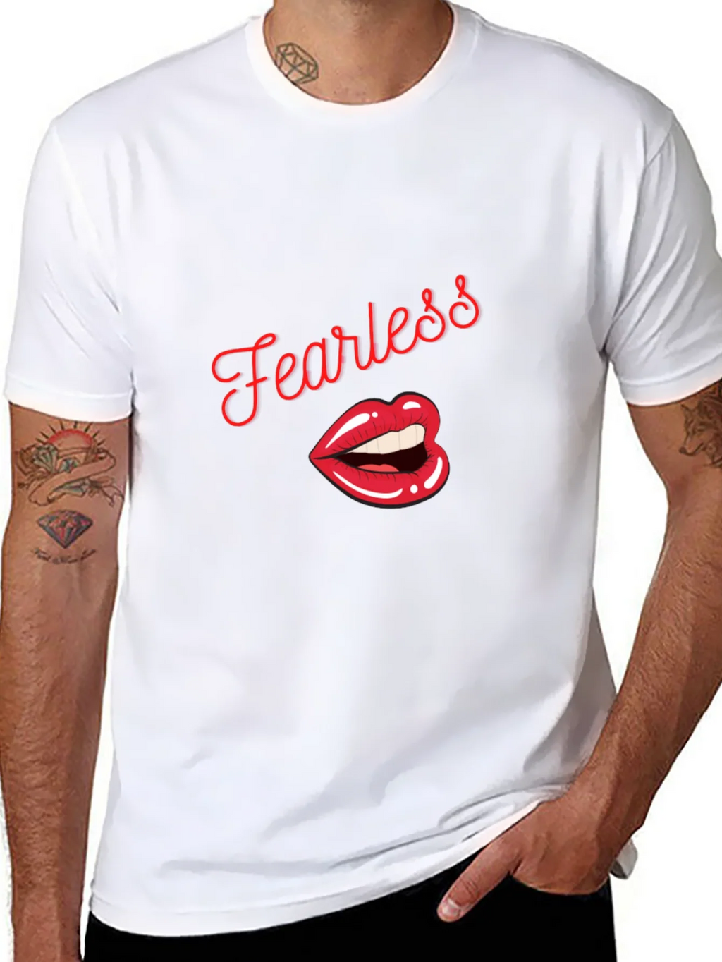 Fearless Lips Graphic Print Mens T-Shirt product image 7