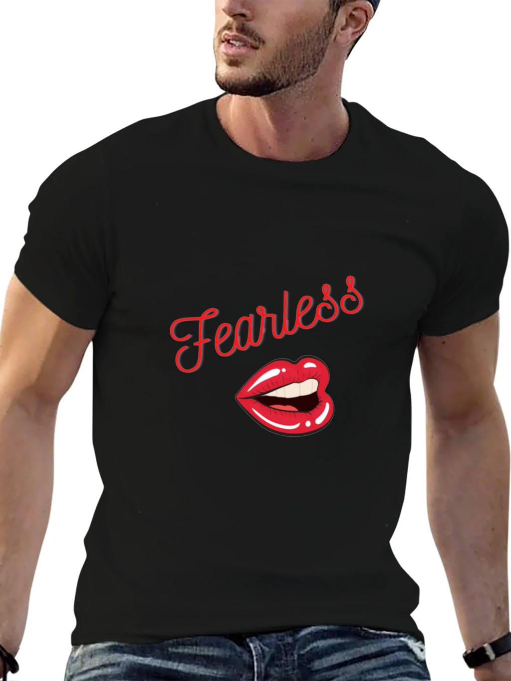 Fearless Lips Graphic Print Mens T-Shirt product image 6