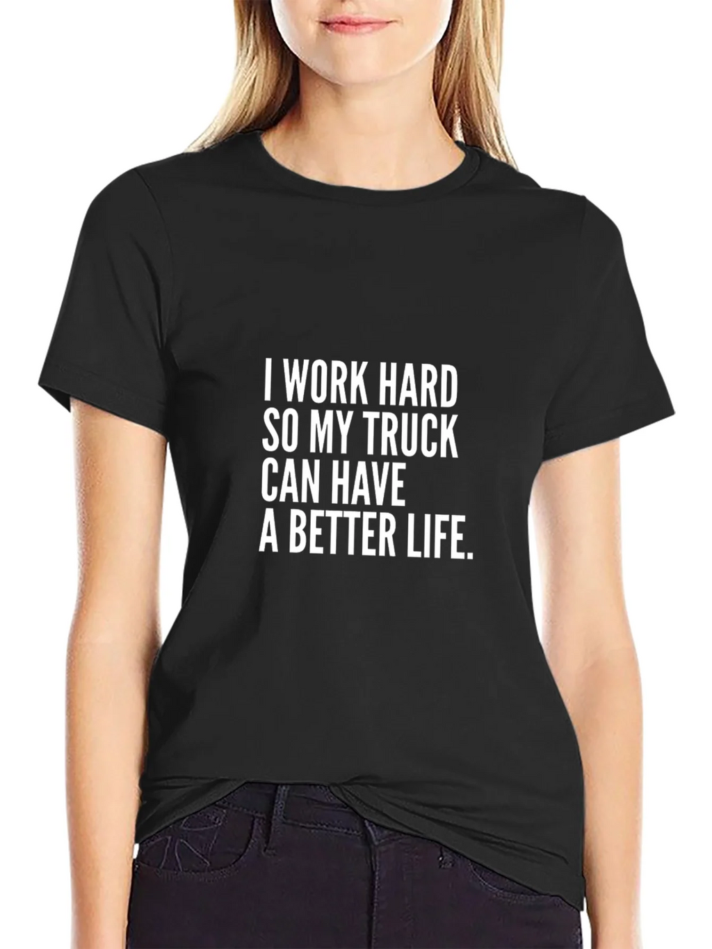 I Work Hard Trucker Tee - Black Cotton product image 2