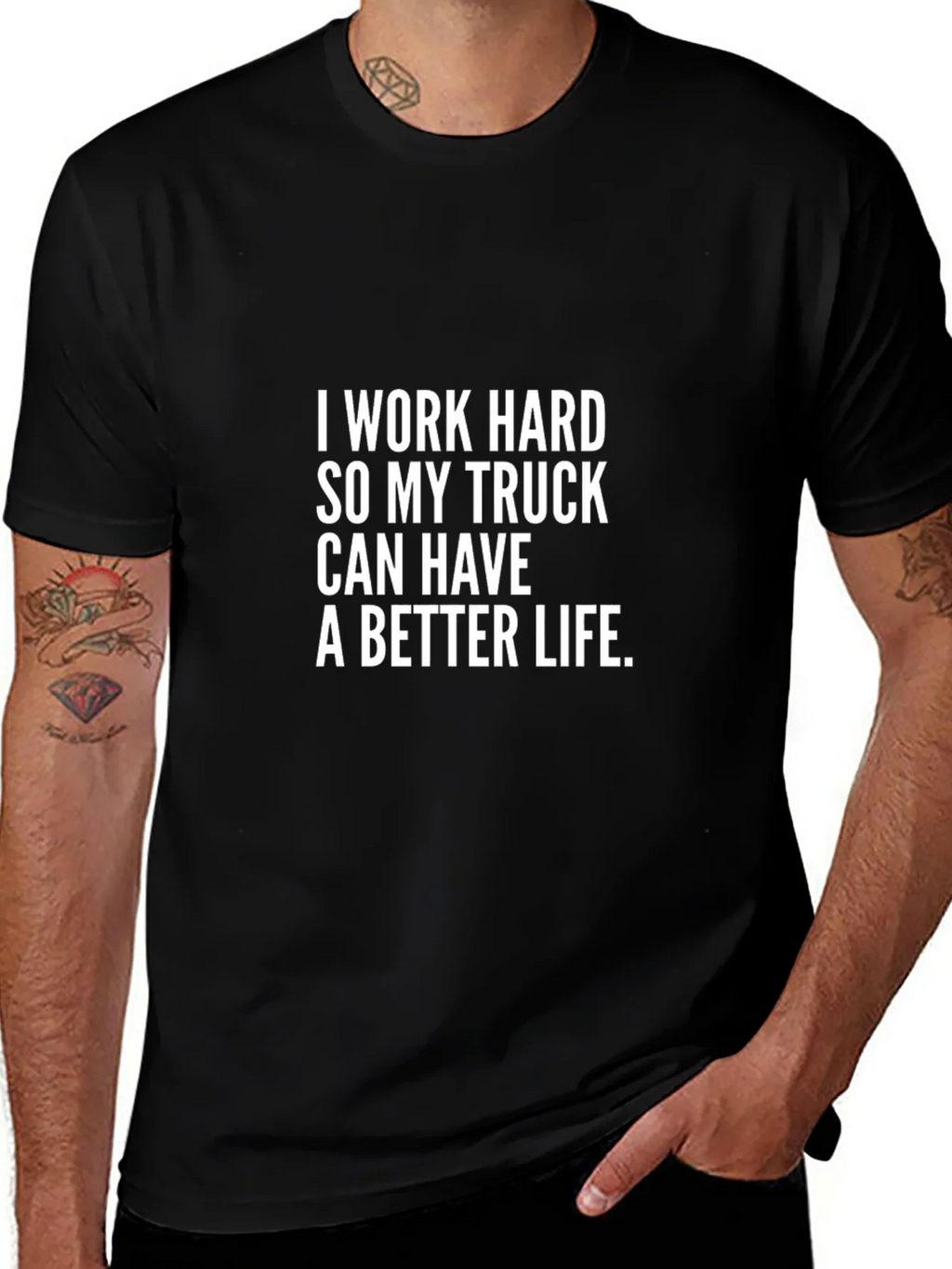 I Work Hard Trucker Tee - Black Cotton product image 1