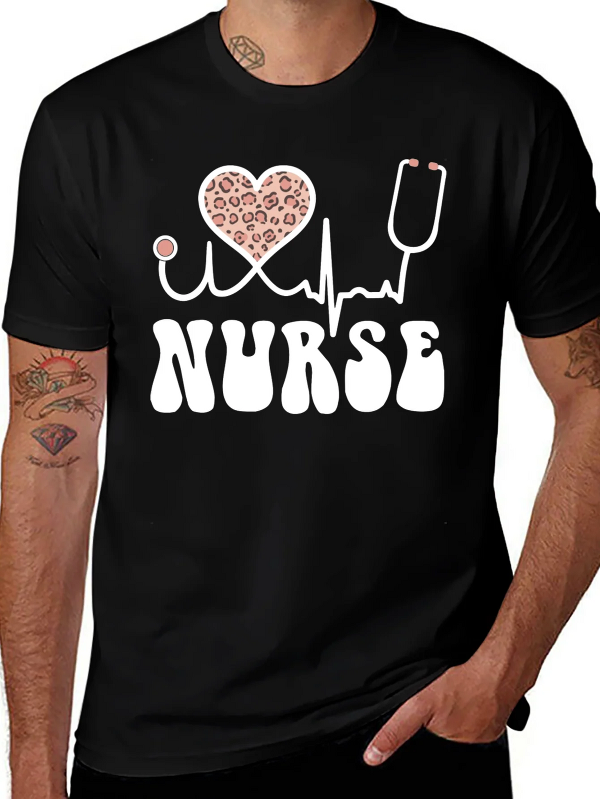 Nurse T-Shirt Heart Leopard Print product image 1