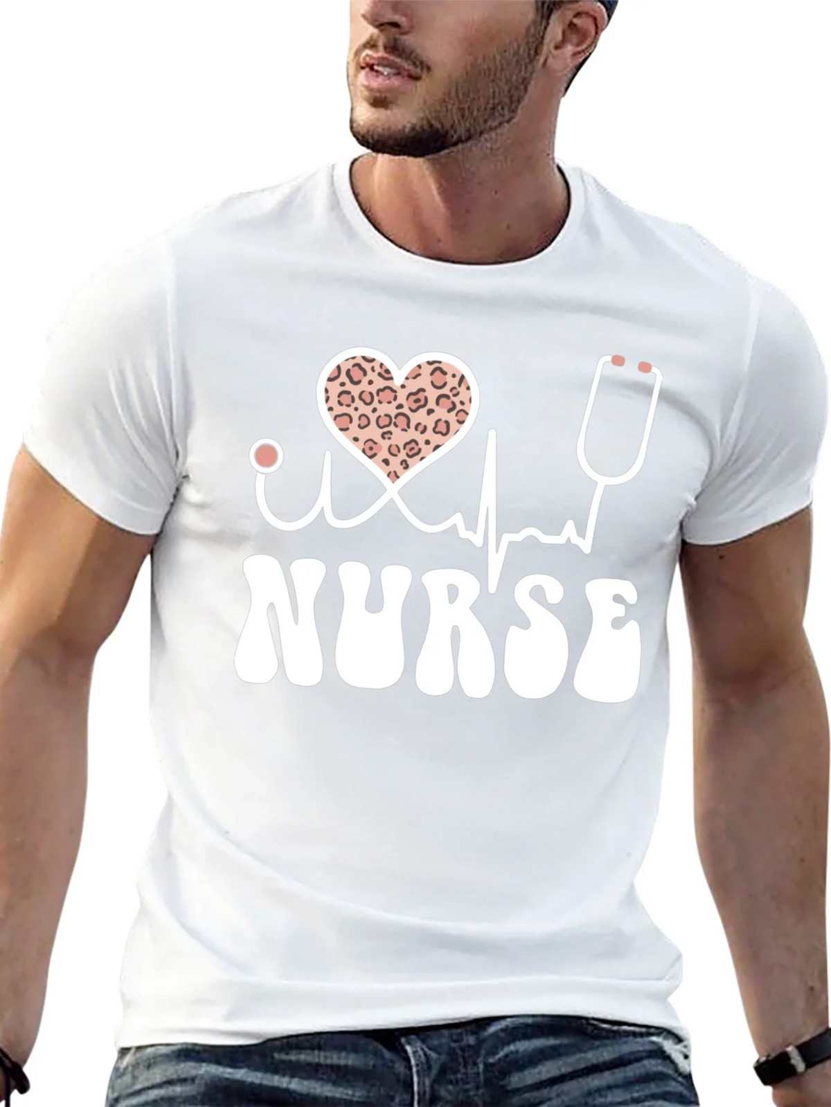 Nurse T-Shirt Heart Leopard Print product image 10