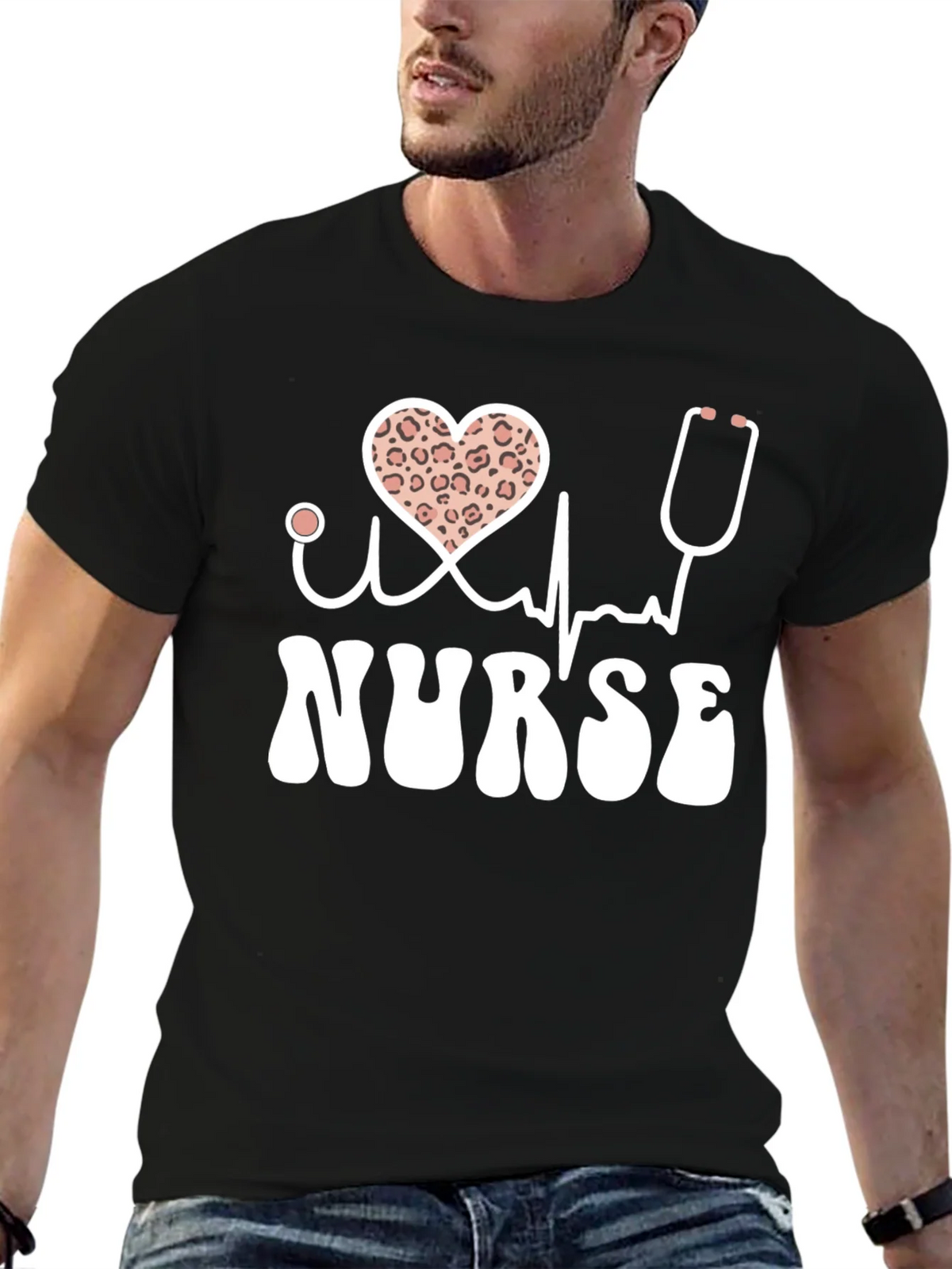 Nurse T-Shirt Heart Leopard Print product image 4