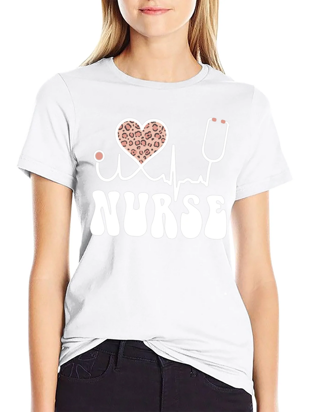 Nurse T-Shirt Heart Leopard Print product image 6