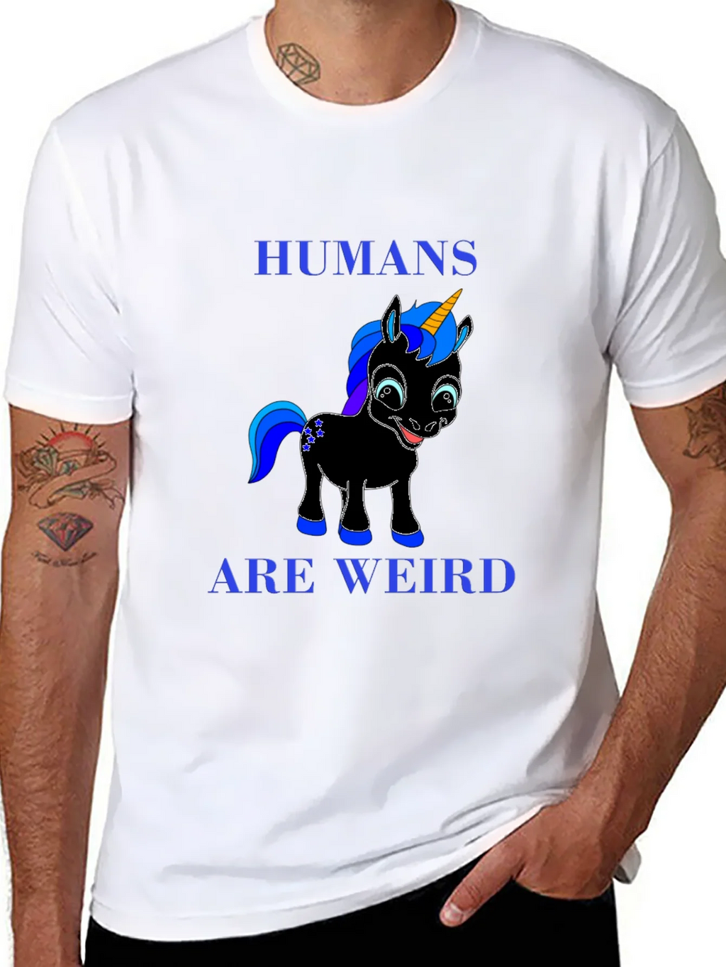 Humans Are Weird Unicorn Graphic Tee - Black product image 7
