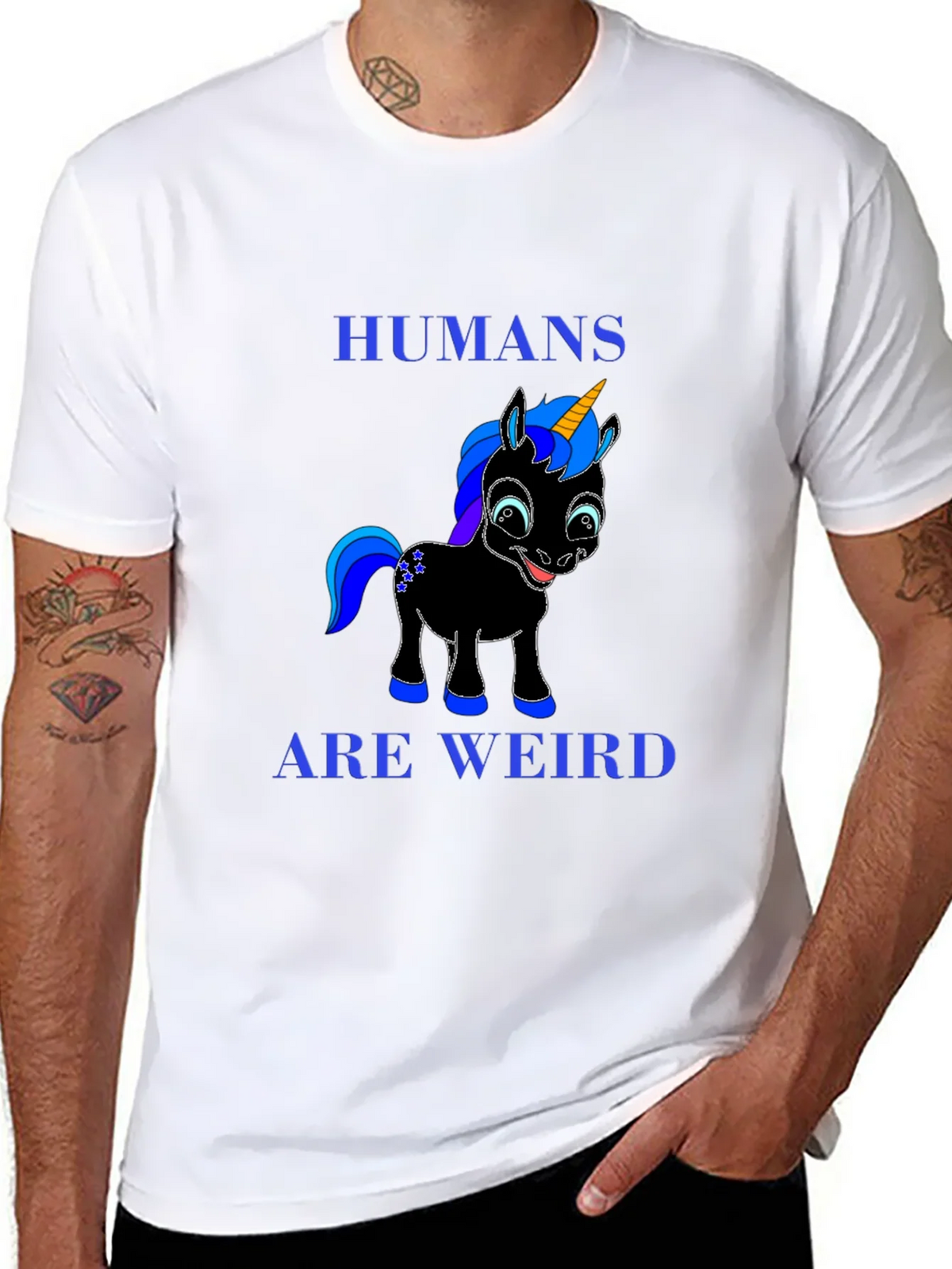 Humans Are Weird Unicorn Graphic Tee - Black product image 7
