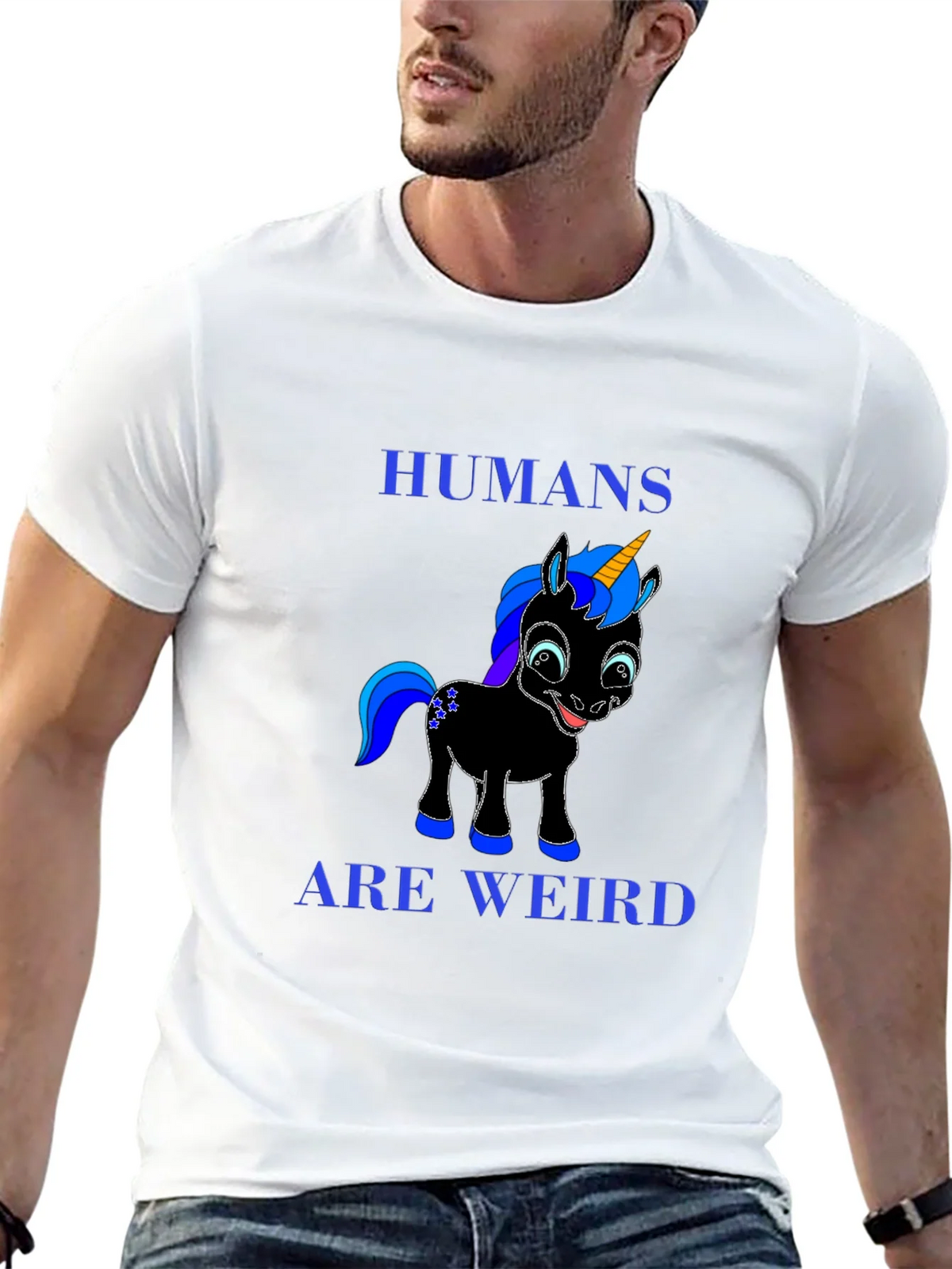 Humans Are Weird Unicorn Graphic Tee - Black product image 12