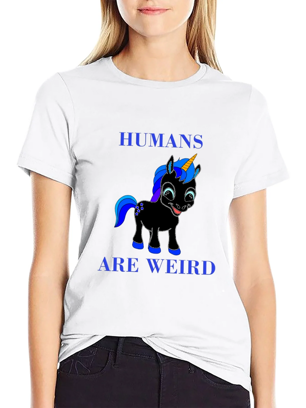Humans Are Weird Unicorn Graphic Tee - Black product image 8
