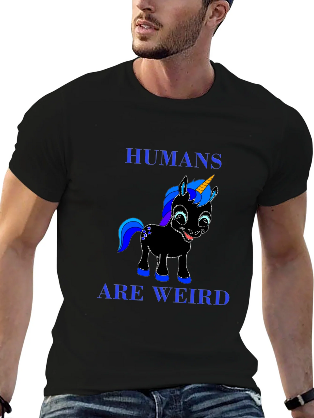 Humans Are Weird Unicorn Graphic Tee - Black product image 6