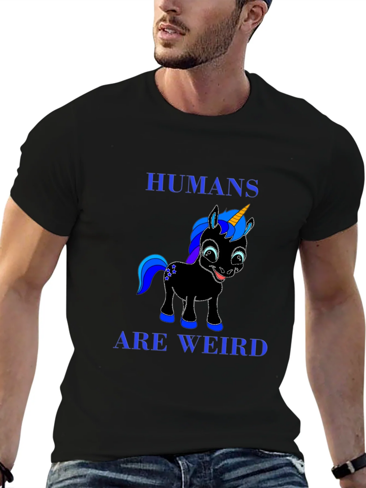 Humans Are Weird Unicorn Graphic Tee - Black product image 6