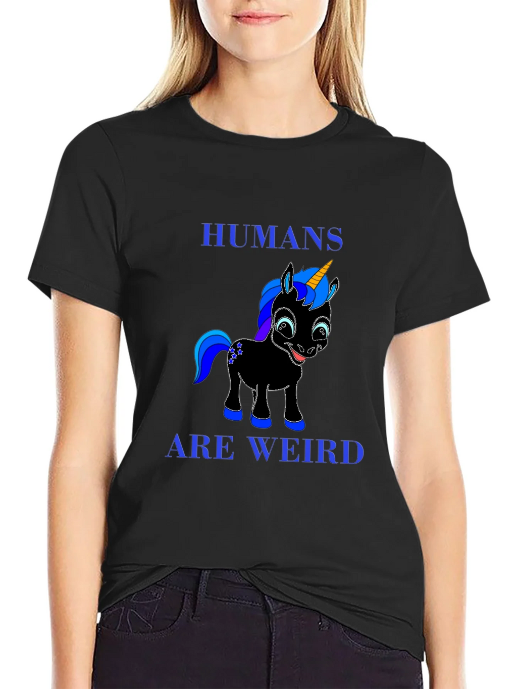 Humans Are Weird Unicorn Graphic Tee - Black product image 2