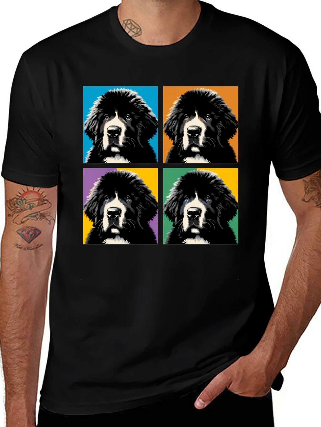Pop Art Newfoundland Dog T-Shirt product image 1