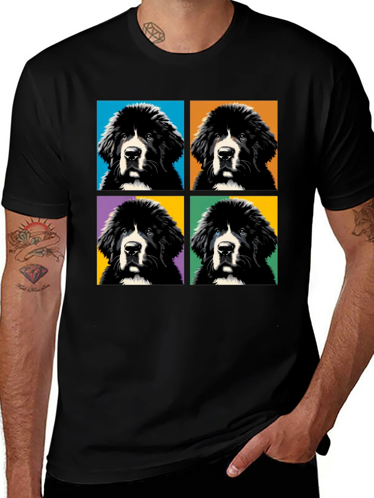 Pop Art Newfoundland Dog T-Shirt product image 1