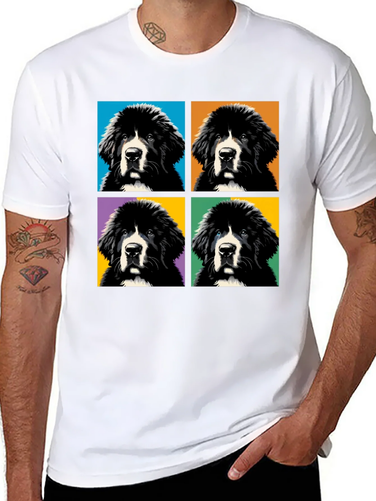 Pop Art Newfoundland Dog T-Shirt product image 7