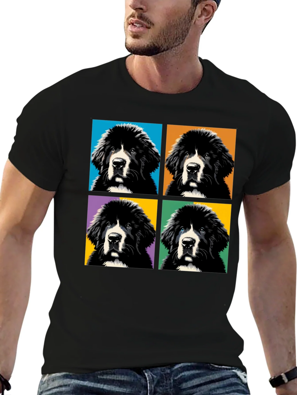 Pop Art Newfoundland Dog T-Shirt product image 6