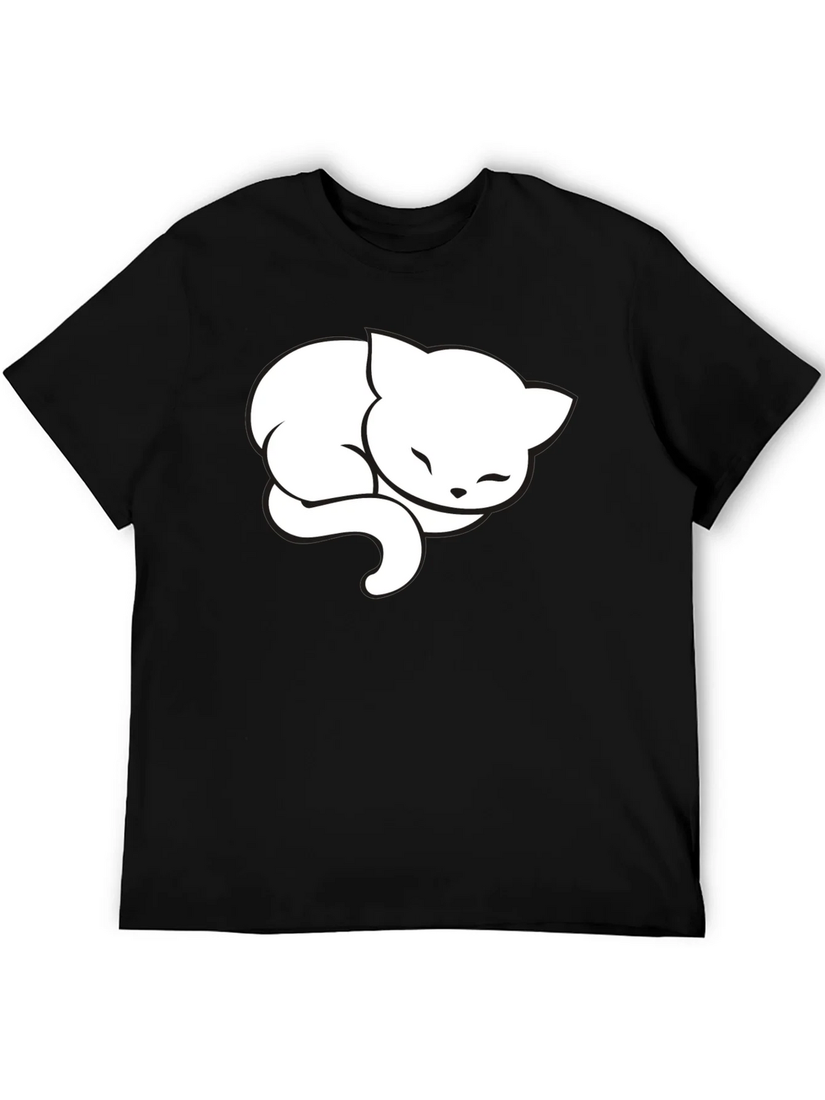 Cute Sleeping Cat Graphic Tee - Black Cotton Blend product image 5