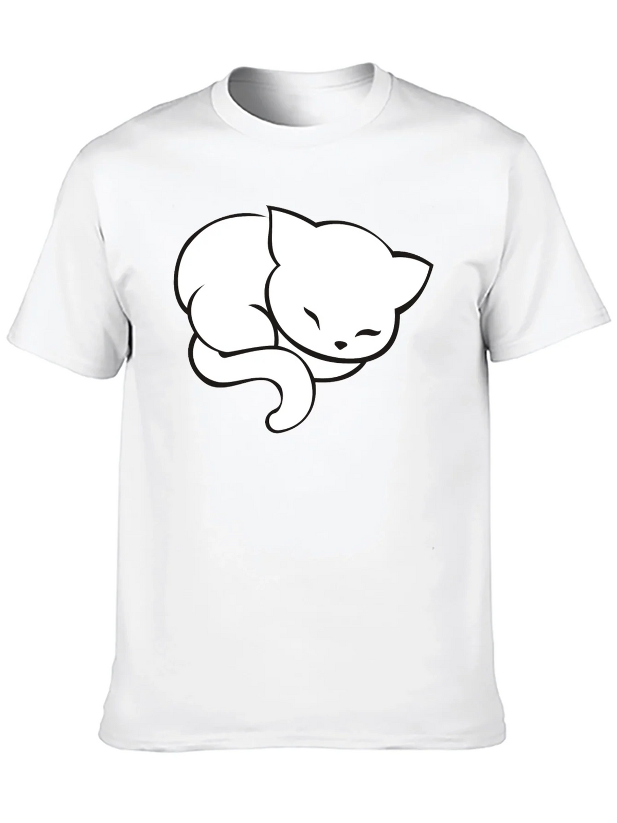 Cute Sleeping Cat Graphic Tee - Black Cotton Blend product image 9