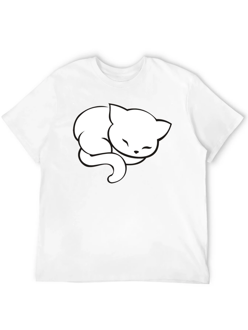 Cute Sleeping Cat Graphic Tee - Black Cotton Blend product image 11