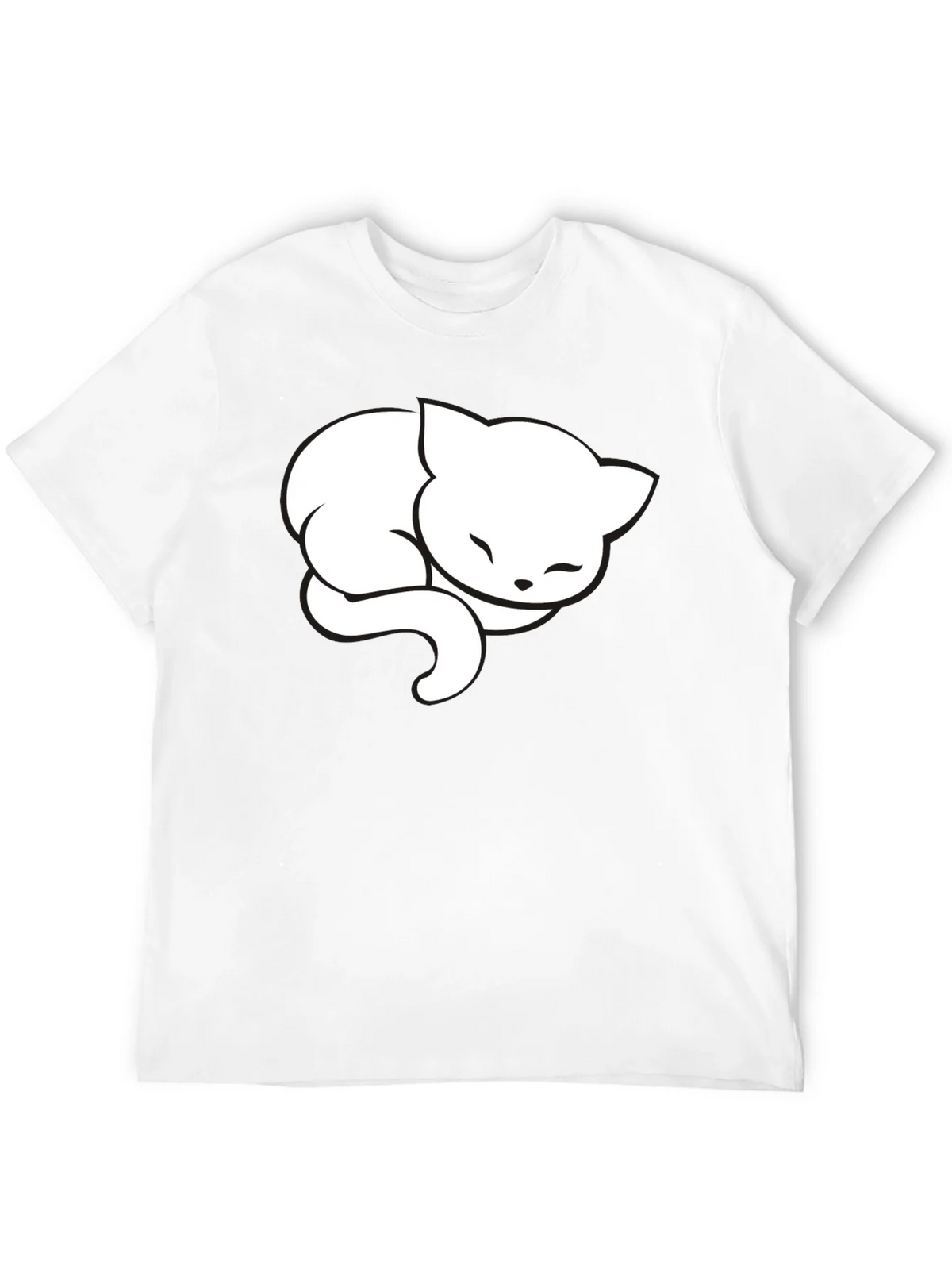 Cute Sleeping Cat Graphic Tee - Black Cotton Blend product image 11