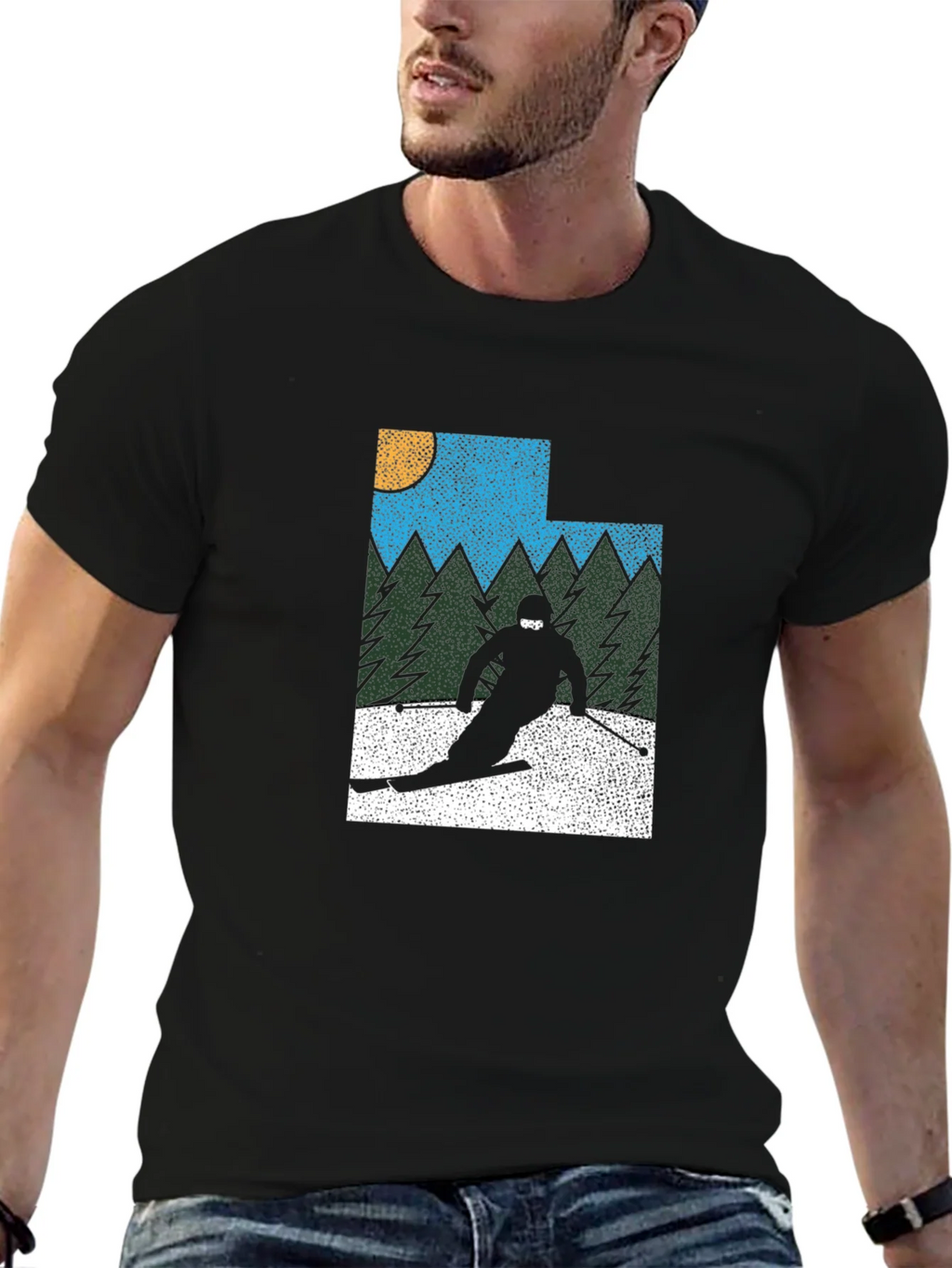 Retro Utah Skier Graphic Tee - Black product image 6