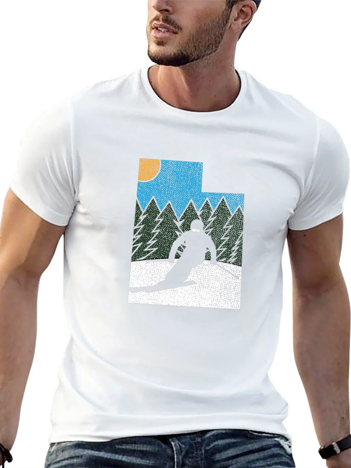 Retro Utah Skier Graphic Tee - Black product image 12