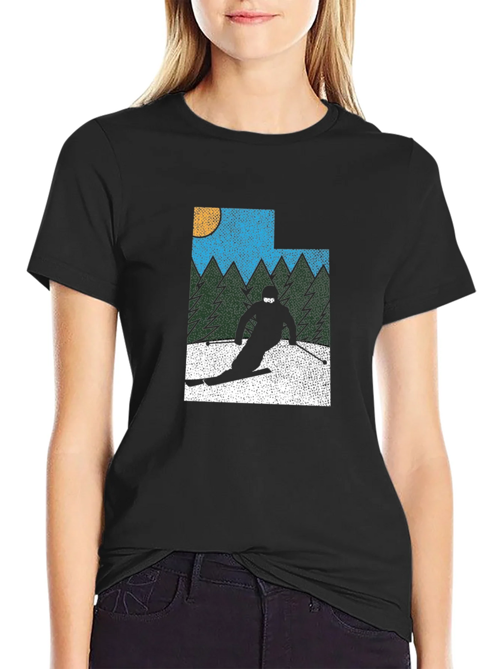 Retro Utah Skier Graphic Tee - Black product image 2