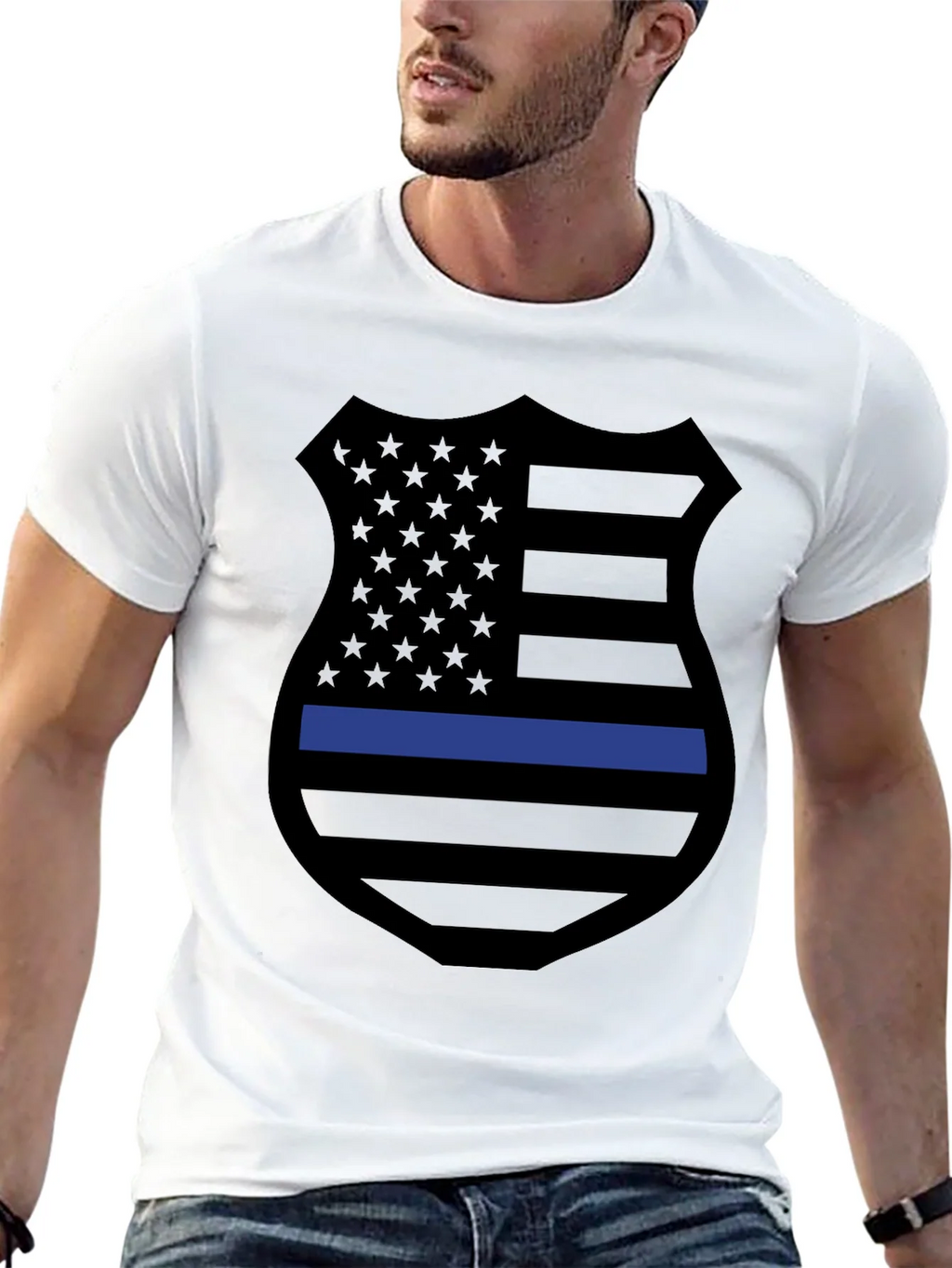 Thin Blue Line Shield Graphic Tee product image 12