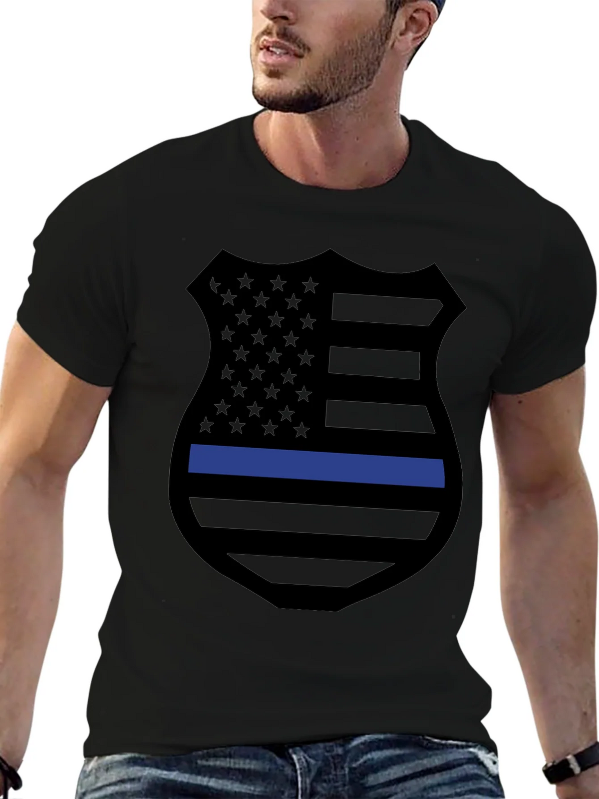 Thin Blue Line Shield Graphic Tee product image 6