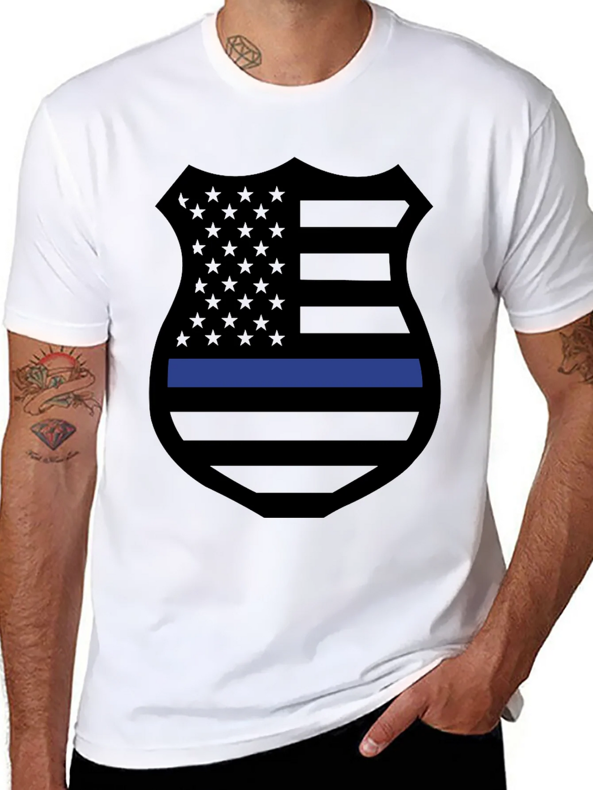 Thin Blue Line Shield Graphic Tee product image 7