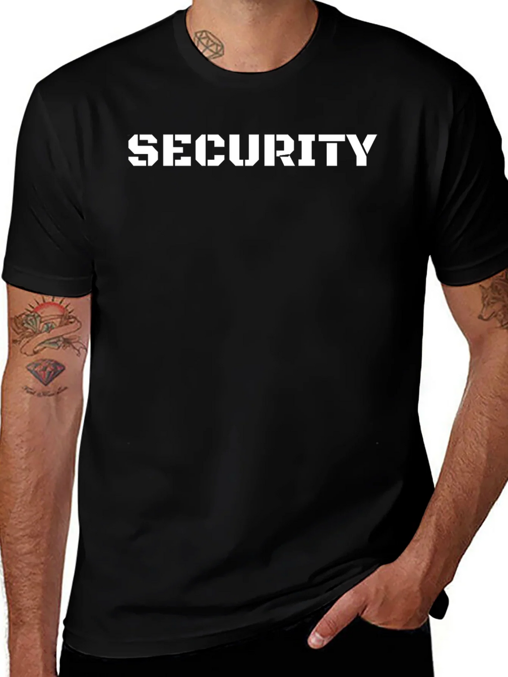 Security T-Shirt - Stencil Font Black Tee product image 1