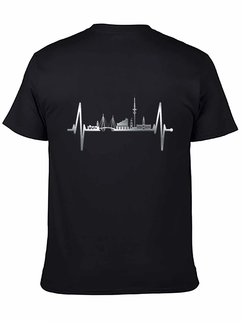 Hamburg Skyline Heartbeat Graphic Tee - Black product image 4