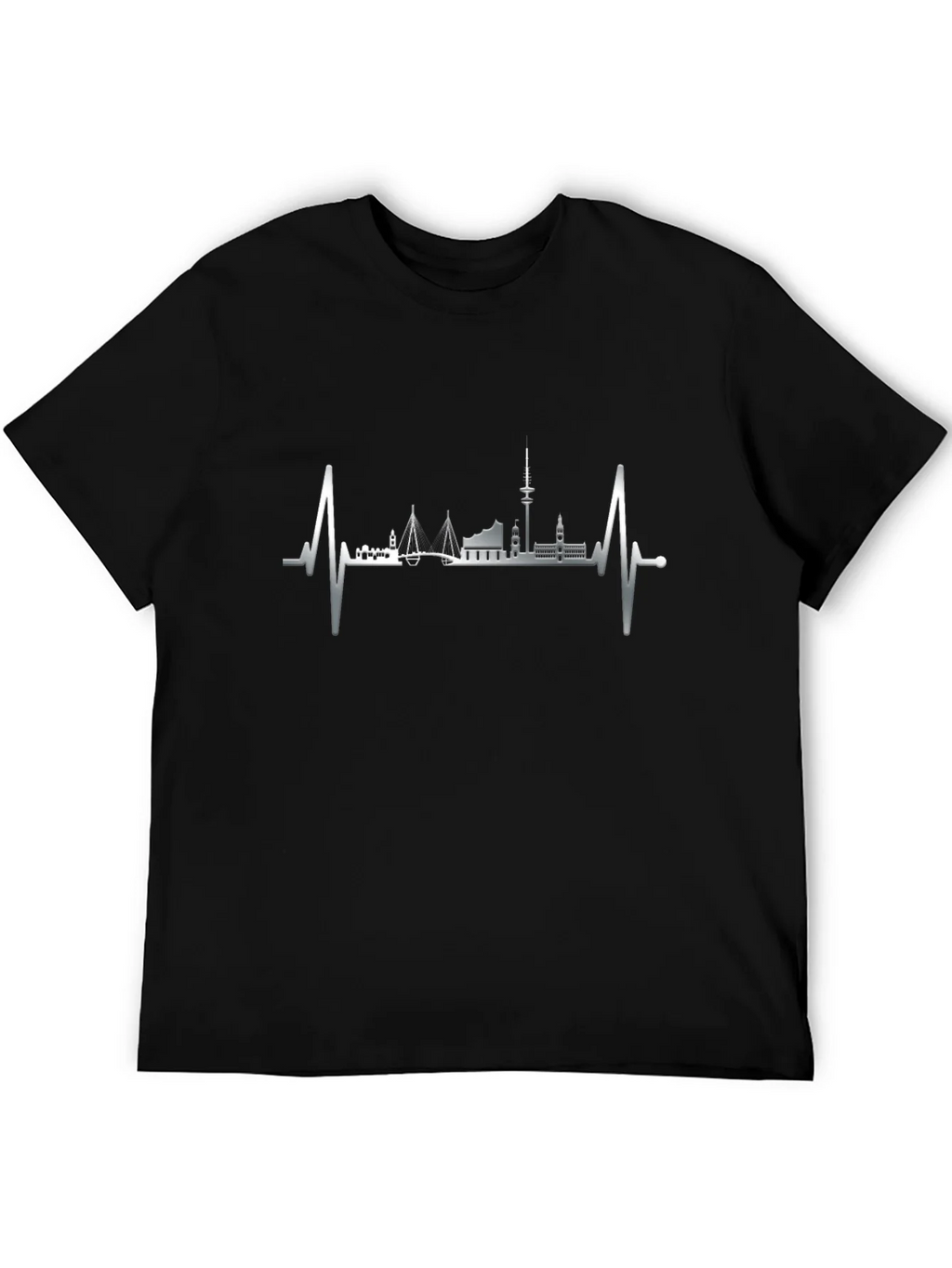 Hamburg Skyline Heartbeat Graphic Tee - Black product image 5