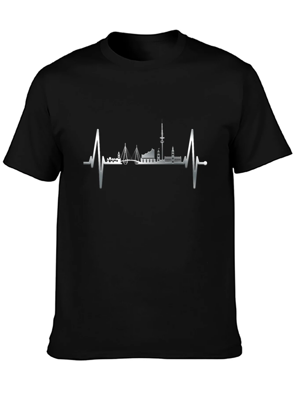Hamburg Skyline Heartbeat Graphic Tee - Black product image 3