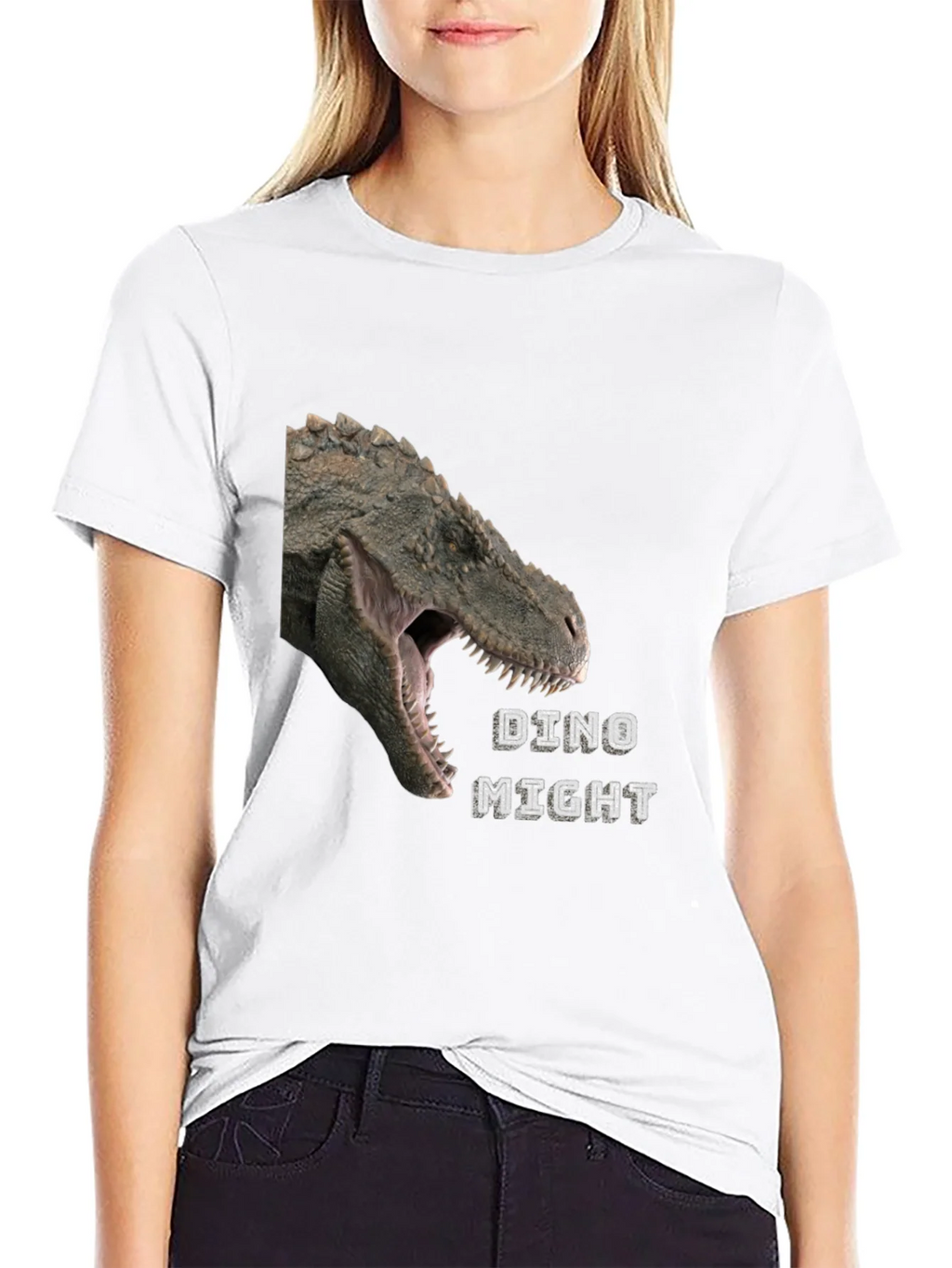 Dino Might T-Shirt - Black Dinosaur Graphic Tee product image 8