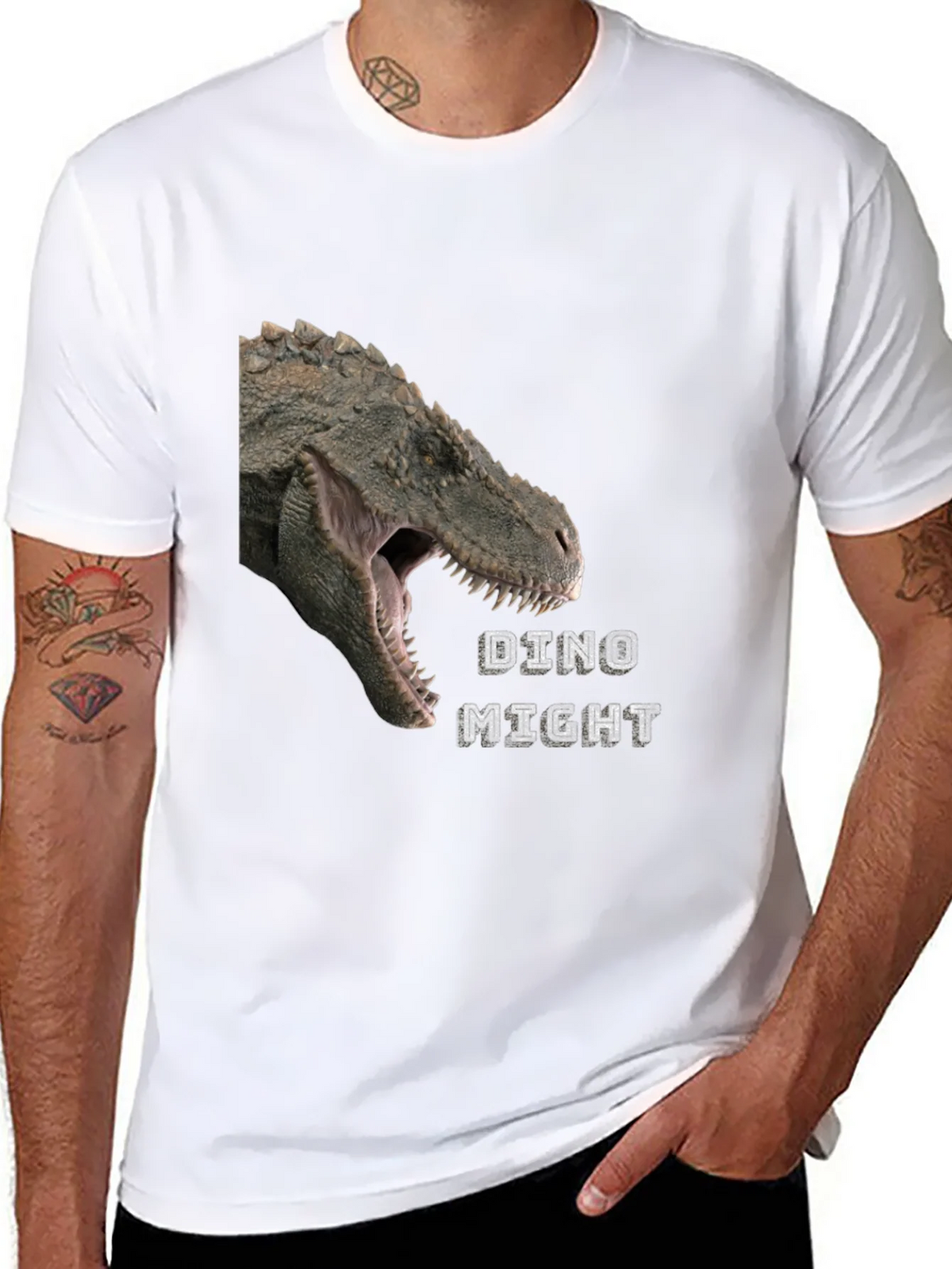 Dino Might T-Shirt - Black Dinosaur Graphic Tee product image 7