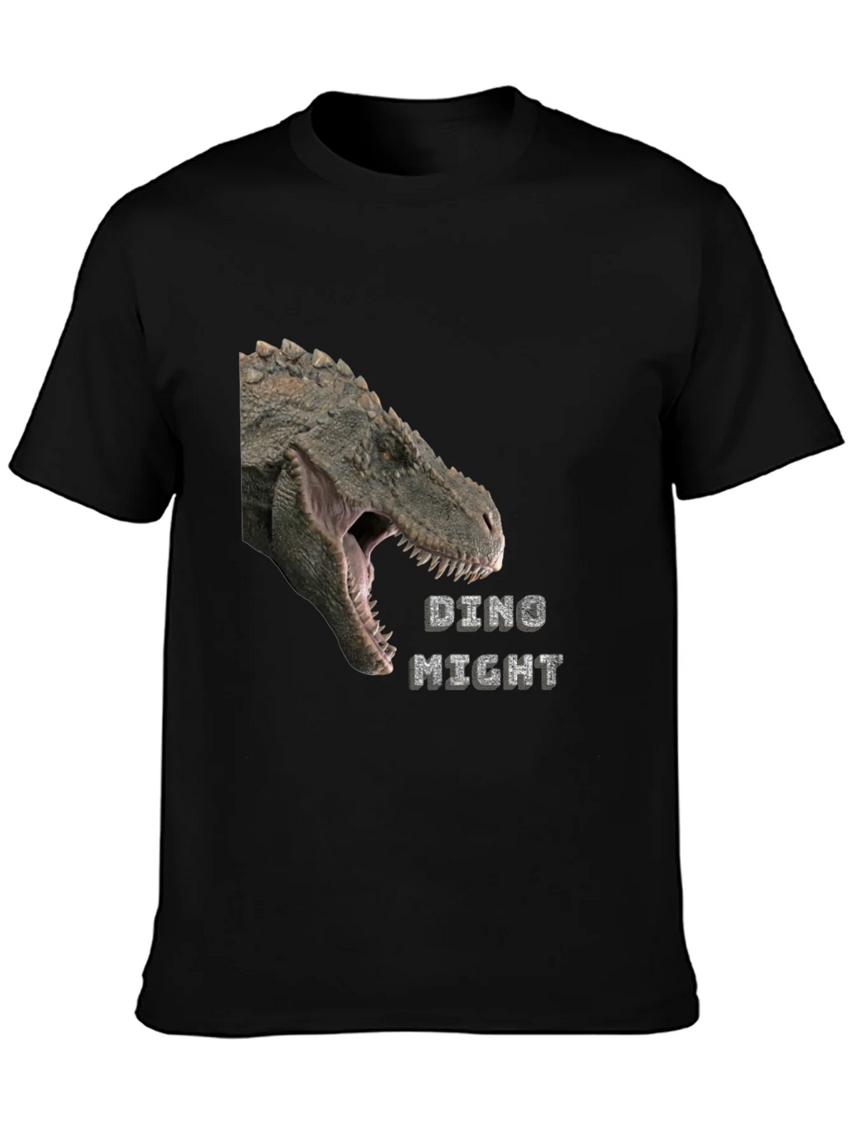 Dino Might T-Shirt - Black Dinosaur Graphic Tee product image 3